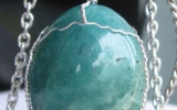 Amazonite pendant wire wrapped in sterling silver & silver necklace