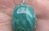 Amazonite pendant wire wrapped in sterling silver