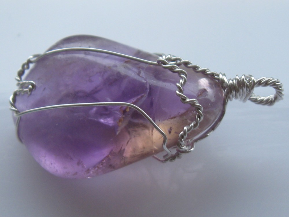 Ametrine pendant wire wrapped in sterling silver