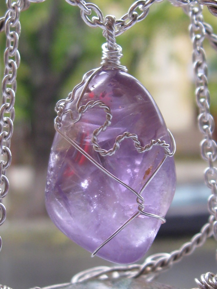 Ametrine pendant wire wrapped in sterling silver & silver necklace