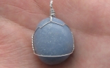 Angelite pendant wire wrapped in sterling silver