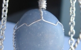 Angelite pendant wire wrapped in sterling silver & silver necklace