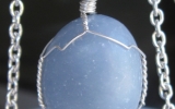 Angelite pendant wire wrapped in sterling silver & silver necklace