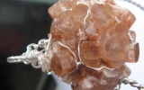 Raw aragonite crystals pendant wire wrapped in sterling silver & silver necklace