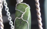 Australian jade pendant wire wrapped in sterling silver & silver necklace