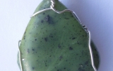 Australian jade pendant wire wrapped in sterling silver