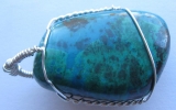 Chrysocolla pendant wire wrapped in sterling silver