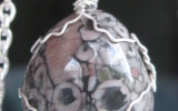 Crinoide stone pendant wire wrapped in sterling silver & silver necklace