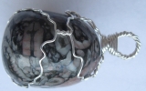 Crinoide stone pendant wire wrapped in sterling silver