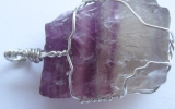 Raw fluorite crystal pendant wire wrapped in sterling silver