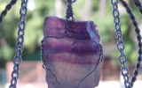 Raw fluorite crystal pendant wire wrapped in sterling silver & silver necklace
