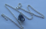 Raw fluorite crystal pendant wire wrapped in sterling silver & silver necklace