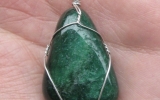 Fuchsite pendant wire wrapped in sterling silver