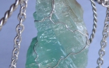 Green calcite pendant wire wrapped in sterling silver