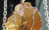 Honey calcite pendant wire wrapped in sterling silver