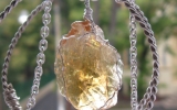 Honey calcite pendant wire wrapped in sterling silver