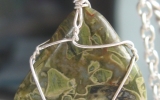 Jasper pendant wire wrapped in sterling silver & silver necklace