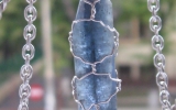 Kyanite pendant wire wrapped in sterling silver & silver necklace