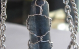 Kyanite pendant wire wrapped in sterling silver & silver necklace