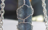 Kyanite pendant wire wrapped in sterling silver & silver necklace