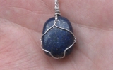 Lapis lazuli stone pendant wire wrapped in sterling silver