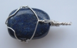 Lapis lazuli stone pendant wire wrapped in sterling silver