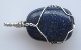 Lapis lazuli stone pendant wire wrapped in sterling silver