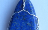 Lapis lazuli stone pendant wire wrapped in sterling silver