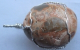 Leopardskin jasper pendant wire wrapped in sterling silver