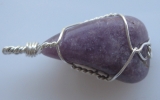 Lepidolite pendant wire wrapped in sterling silver