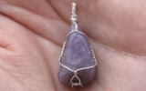 Lepidolite pendant wire wrapped in sterling silver