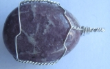 Lepidolite pendant wire wrapped in sterling silver