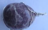 Lepidolite pendant wire wrapped in sterling silver