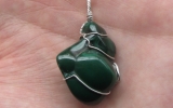 Malachite pendant wire wrapped in sterling silver