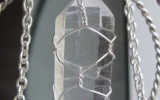 Quartz pendant wire wrapped in sterling silver & silver necklace