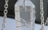 Quartz pendant wire wrapped in sterling silver & silver necklace