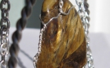 Tiger eye stone pendant wire wrapped in sterling silver & silver necklace