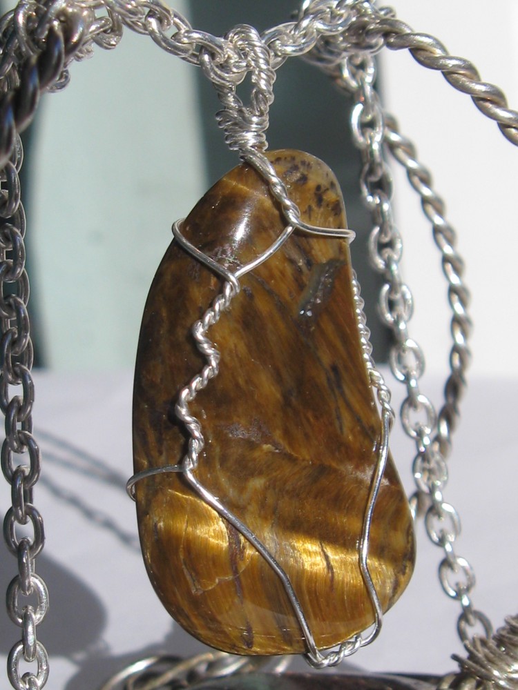 Tiger eye wire wrapped pendants Crafty Cristian