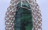 Zoisite pendant wire wrapped in sterling silver & silver necklace