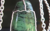 Zoisite pendant wire wrapped in sterling silver & silver necklace