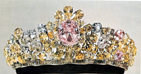 The Noor-ol- Ain Diamond mounted in a tiara